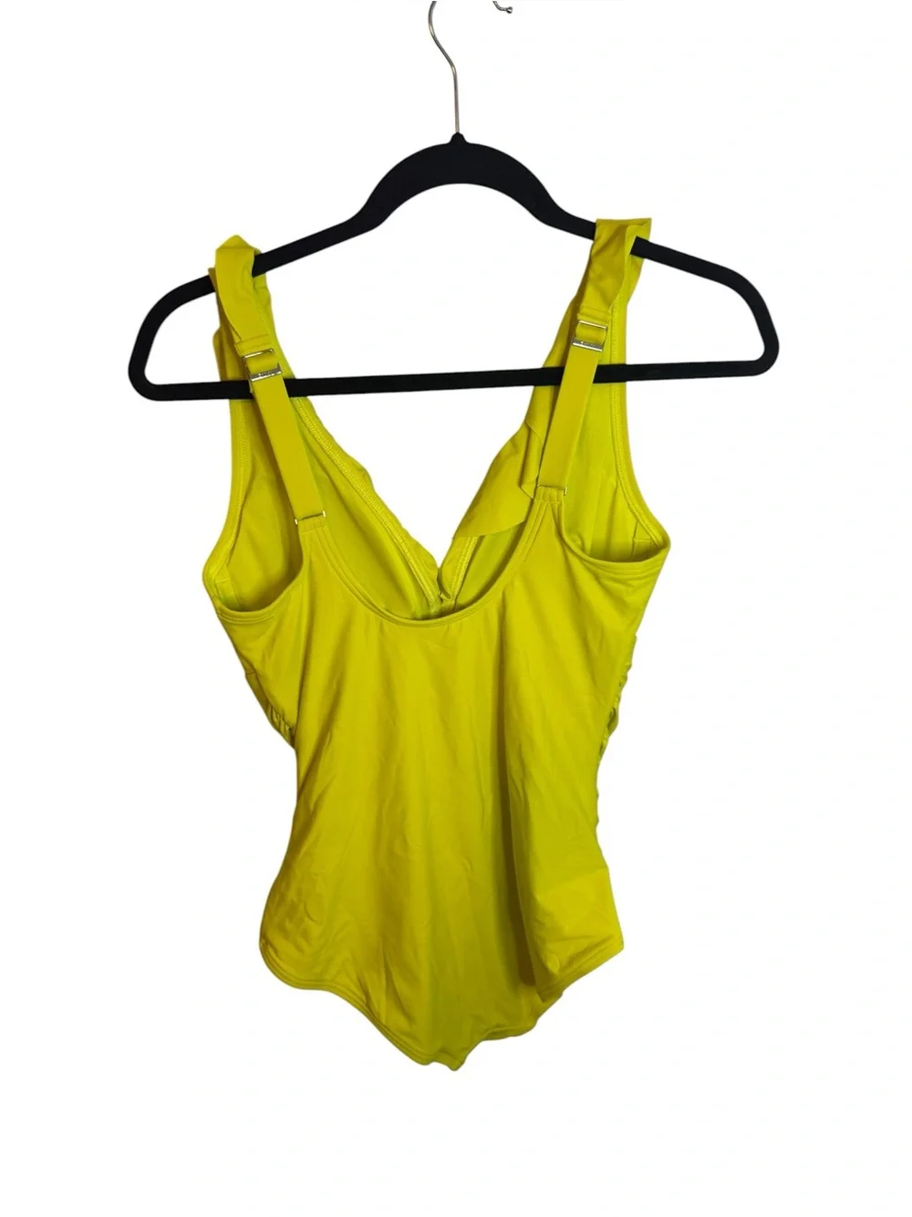 DKNY Yellow Ruffle Ruched One Piece Swimsuit - Picture 3 of 5